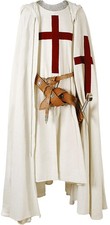 SUNLEXA Medieval Templar Knight Crusader Tabard Tunic Cloak Halloween Costume picture
