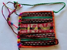 Vintage hand woven  cross-shoulder Peruvian purse   5x5-1/4