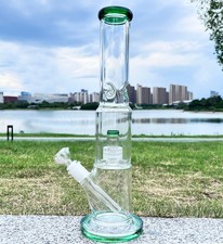 15'' Heavy Glass Bong Smoking Hookah Thick Percolate Water Pipe Beaker 14mm Bowl picture