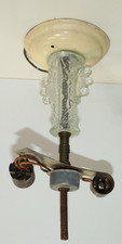 Vintage 1940's Two Light Brass & Glass Ceiling Fixture - PARTS ONLY picture