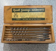 Vintage Russell Jennings Auger Bit Set by Stanley Tools Wood Tool Box USA picture