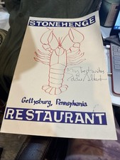 Vintage Stonehenge Restaurant (Gettysburg, Pa) Menu. Eddie Albert signature. picture