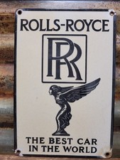 VINTAGE ROLLS ROYCE PORCELAIN SIGN OLD ENGLAND LUXURY AUTOMOBILE AUTO GAS CAR picture