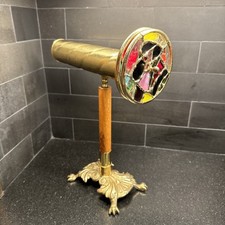 Vintage Chesnik-Koch Brass Kaleidoscope with Attached Wood and Brass Stand 11” picture