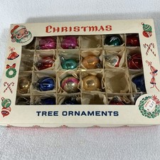 Vintage 1960’s Multi Colored Christmas Tree Ornaments Lot Of 18 With Box picture