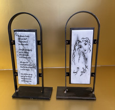 Judea Bat Mitzvah Arched Metal Bookends By Gary Rosenthal In White Marble picture