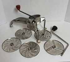 Vtg Mouli Shredder with 5 Blades & Handle Made in France Salad Maker picture