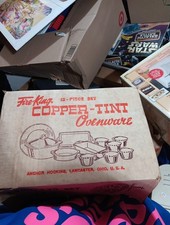 Vintage Fire King Copper Tint Ovenware 12 Pc Set Anchor Hocking NOS Antique Lot picture