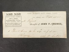1861 antique NEW ALBANY CITY COAL YARD indiana BILLHEAD cromie pittsburgh coal picture