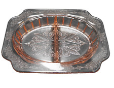 Jeannette Glass Adam Pink Depression Oval Relish Divided picture