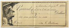 1887 Meriden Connecticut Bank Check Victorian Bee Wood Engraving Promissory A12 picture