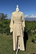 Vintage Japanese Inspired Kimono Robe Cream with Pink Floral Details picture