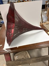 ANTIQUE METAL PHONOGRAPH HORN 11 PANEL FLOWER 32