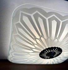 Vintage Lightolier Geometric Light Fixture LARGE Glass Mid Century Modern Deco picture