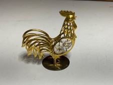 Vintage Millennium 24K Gold Plated Rocking Rooster Figurine Austrian Crystal picture