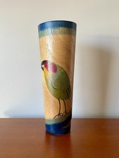 Vintage KAKADU Balsa Vase Handpainted Israel Art Aharon & Ruet  13” Signed Birds picture