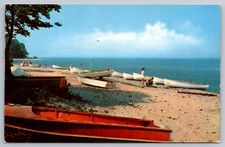 c1960s Lake Erie Madison Ohio Beach Boats Art Taylor Postcard picture