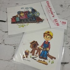Elliott Porters Iron-On Decals Vintage Lot of 2 Country Boy Building and Train picture
