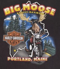 Harley Davidson Portland, Maine Big Moose T-shirt/  Sz-L picture