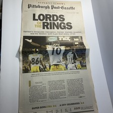 Steelers Super Bowl XLIII Victory Pittsburgh Post-Gazette 2/2/2009 Newspaper picture