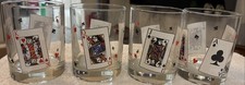 Set Of 4 Vintage Playing Cards Poker Double Old Fashion Glasses ￼12 Oz picture