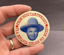 Vintage Bonanza Sirloin Pit Buddy Hoss Cartwright Pin Button Dan Blocker Orig picture