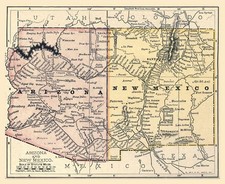 Map of ARIZONA & NEW MEXICO from 1912 - 8.5 x 11 Inch Photo Reprint picture
