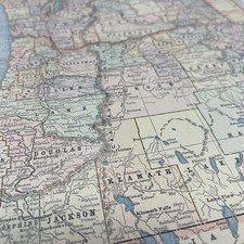1899 Map of Washington and Oregon 10x13 Original Tinted Map Engraving FL6-8 picture