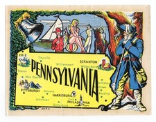 Vintage - Pennsylvania Decal Postcard Liberty Bell, Minuteman - XL1N picture