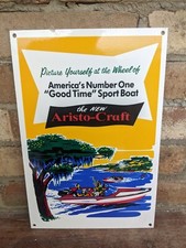 VINTAGE ARISTO-CRAFT BOATS PORCELAIN SPORTING GOODS SIGN 12