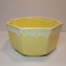 Vtg 1950's Yellow  & White Drip Glaze  6