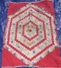 ANTIQUE PA AMISH HANDMADE PATCCHWORK QUILT 85”x 63” Inch FULL SIZE CUTTER QUILT picture