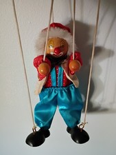 Vintage 1990s Wooden Head Circus Clown Marionette Distributed By GB Retailers picture