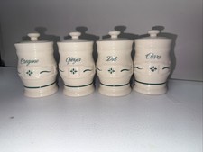 Longaberger Woven Traditions Heritage Green Set Of 4 Spice Jar & Lid picture