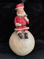 RARE Poliwoggs Santa on Snowball Holding Tree w/ 19 mini ornaments Dept 56 picture