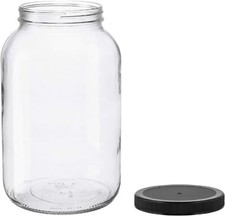 1 Gallon Wide Mouth Glass Jar with Black Plastic Lid - USDA, BPA Free picture