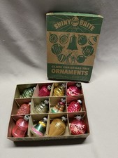 VTG Shiny Brite Mixed Set of 12 Christmas Ornaments Chinese Lantern Bells Etc. picture