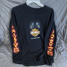Harley-Davidson Las Penasco Mexico Black Long Sleeve T-Shirt Flames Size L picture