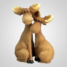 Lipco Poly Resin Hugging Moose Figurine Pair, 4.75