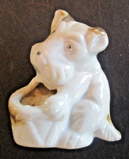 Vintage Japan DOG Scotty Terrier Figurine Porcelain White Sitting Down picture