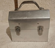Vintage Mid-Century Ciracco The Box Aluminum Miner Lunch Box with Strap picture