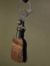 Vintage Whisk Broom & Heart Basket Wall Holder Primitive Farmhouse Decor picture