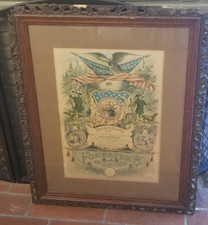 Antique Foresters of America Certificate original carved frame 123 years old picture
