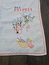 Vtg Save The Bees Bee Helpful Dish Towel Feed Flour Sack 33