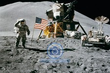 APOLLO 15 ASTRONAUT SALUTE UNITED STATES FLAG MOON 1971 4X6 PHOTO picture