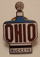 Vintage Ohio Buckeye Jim Beam Decanter Bottle Shaped Lapel Pin picture