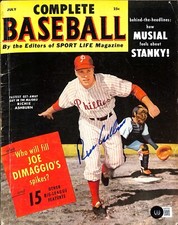 Richie Ashburn Phillies HOF Signed Complete Baseball Magazine 1950’s BECKETT picture
