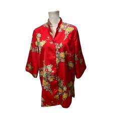 Vintage Malihini Hawaii Vintage Floral Floral Red Gold  Shirt Women's  Size 16 picture
