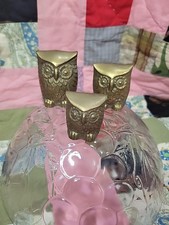 Solid Brass OWL Figurines Set LOT of 3 Family Leonard Silver Mfg Co Statue Owls picture