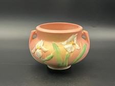 Roseville Iris Pottery Vase Excellent Condition 5”x6”wide #647-4   4”opening picture